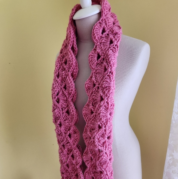Crochet Light Raspberry Circle Scarf - Picture 3 of 3